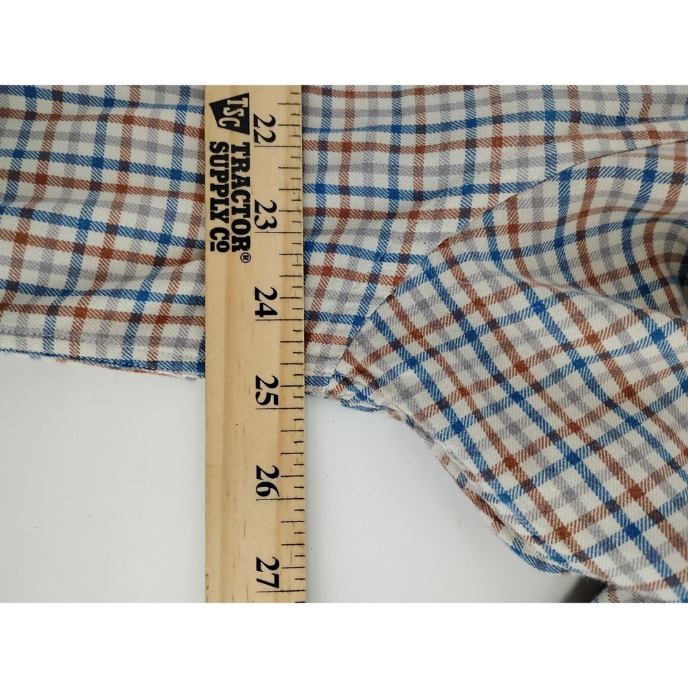 Orvis Triblend Flannel Shirt Large Olive Green Check Classic Fit Wool Tencel - Picture 5 of 8